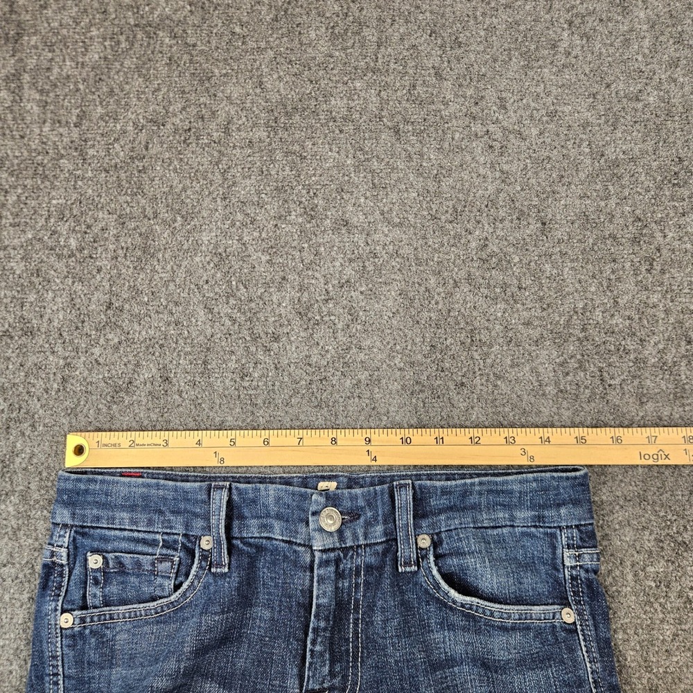7‎ For All Mankind A Pocket Flare Jeans Medium Wash Blue Denim Size 28 Bootcut - Picture 6 of 11